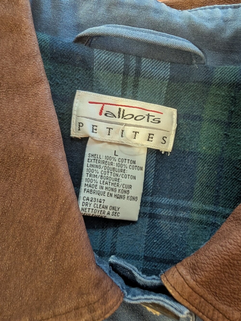 Vintage Talbots Barn Jacket Utility Coat Canvas Flannel Lined Leather Collar Vtg - Picture 2 of 9